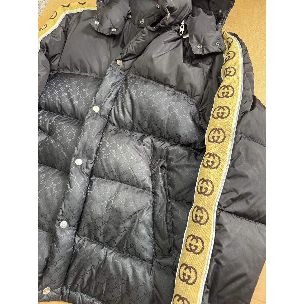 Gucci GG Monogram Jacket Nylon Padded Black Size 52 RRP £2600