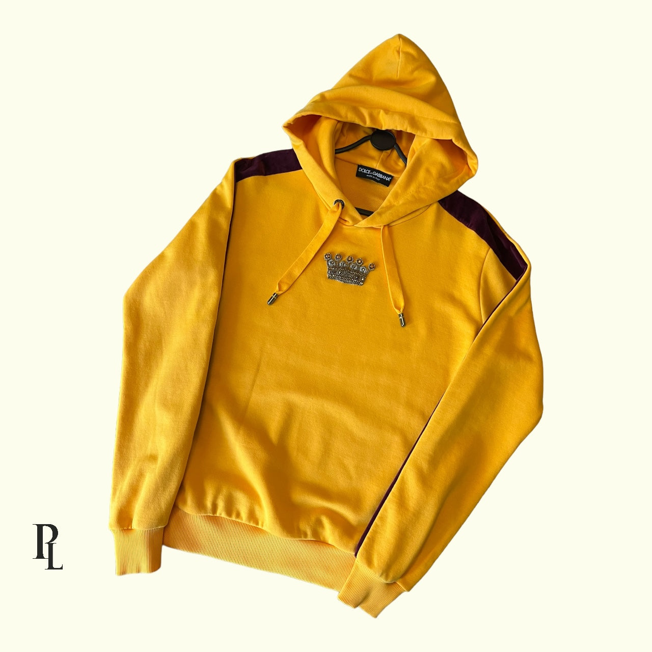 Dolce & Gabbana Yellow Crown Hoodie - Size 46/Small