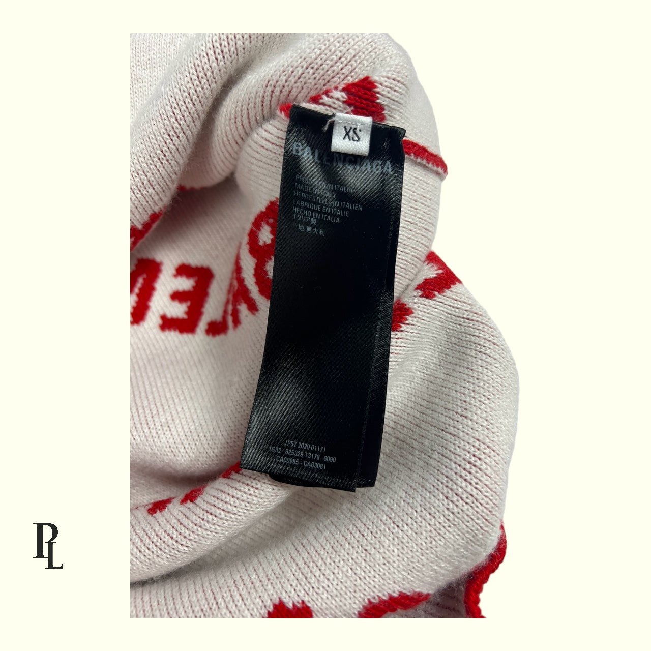 Balenciaga Red Repeat Knit Sweatshirt- Size Extra Small