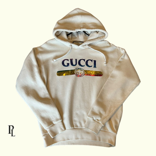 Gucci Cream Rainbow Sequence Hoodie - Extra Small