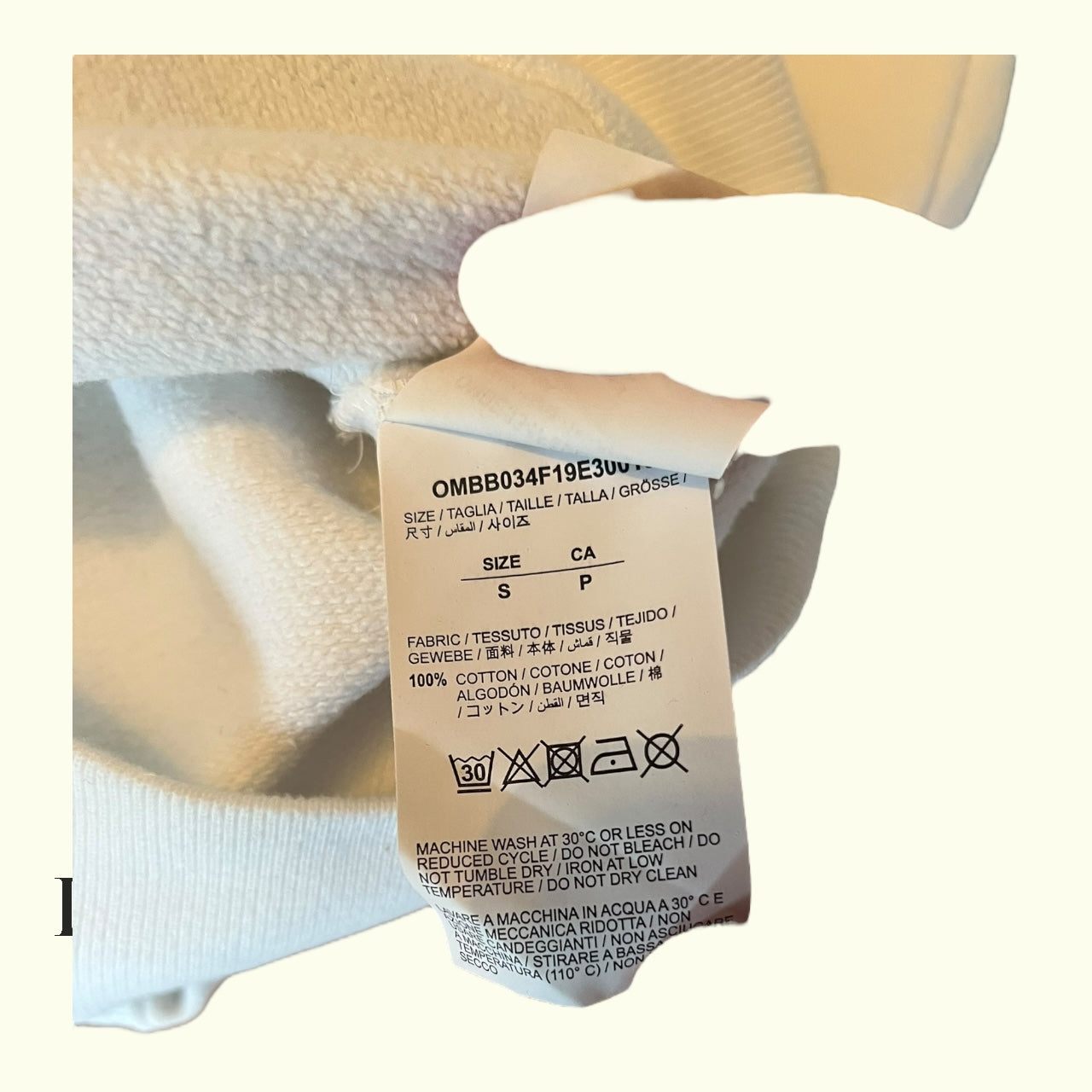 Off White White Hoodie Yellow Arrow  - Small