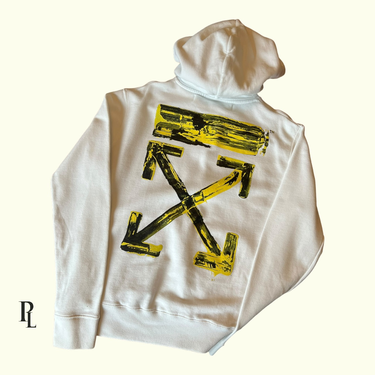 Off White White Hoodie Yellow Arrow  - Small