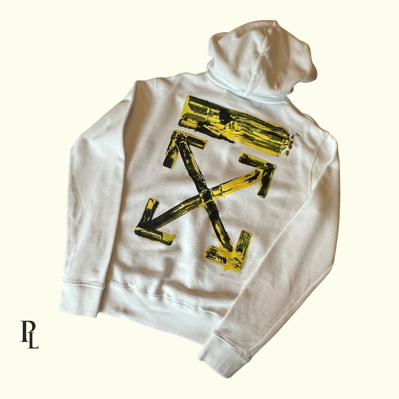 Off White White Hoodie Yellow Arrow  - Small
