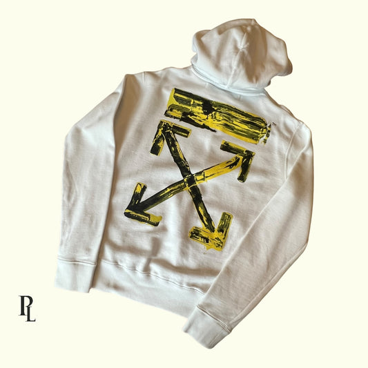 Off White White Hoodie Yellow Arrow  - Small