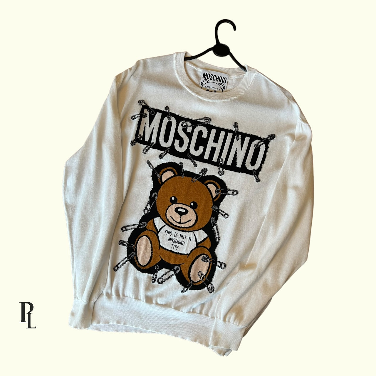 Moshino White Bear Long Sleeve T Shirt - Medium