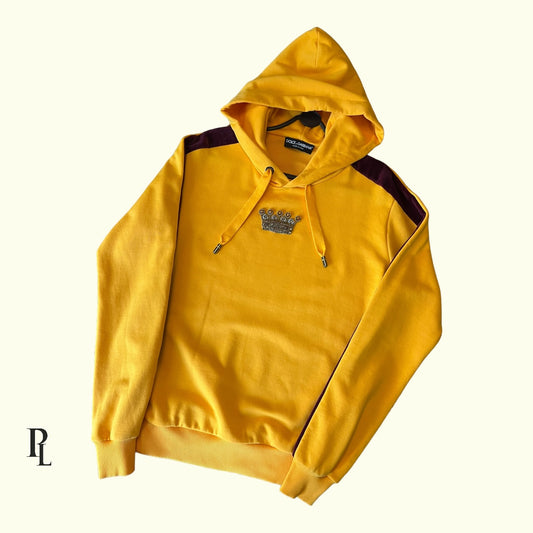Dolce & Gabbana Yellow Crown Hoodie - Size 46/Small