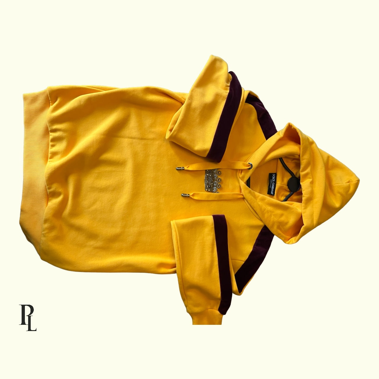 Dolce & Gabbana Yellow Crown Hoodie - Size 46/Small